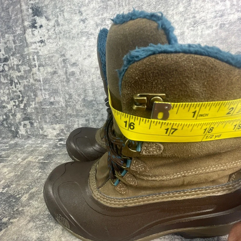 The North Face Womens 10 Chilkat III Winter Boots Brown Tan Leather Rubber